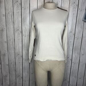 Lauren Ralph Lauren Equestrian Elbow Patch Knit Top - Cream - Small